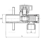Zawór kątowy kulowy z filtrem typ ciężki DIAMOND 1/2" x 3/8"